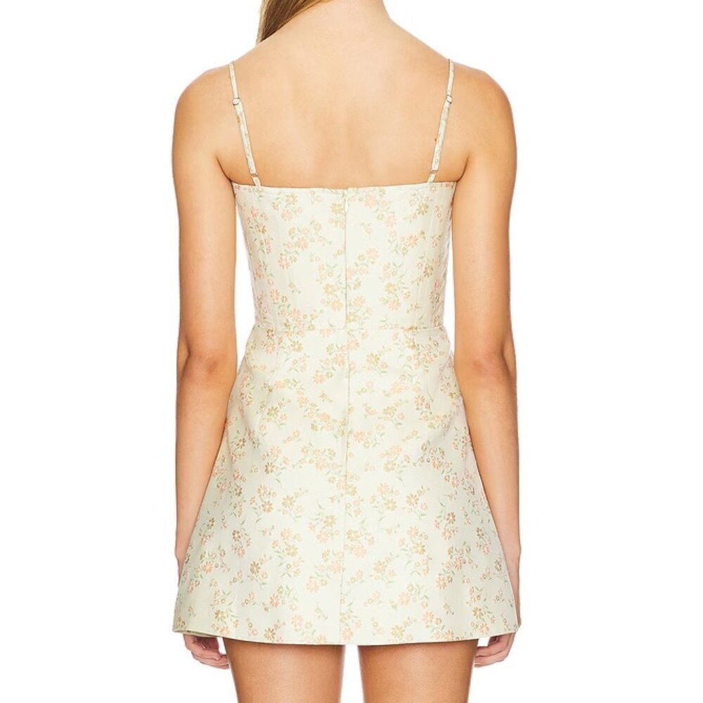 NWT Sau Lee Joey Dress in "Sand Multi" Size 4 - ivory floral mini corset dress - Picture 3 of 12